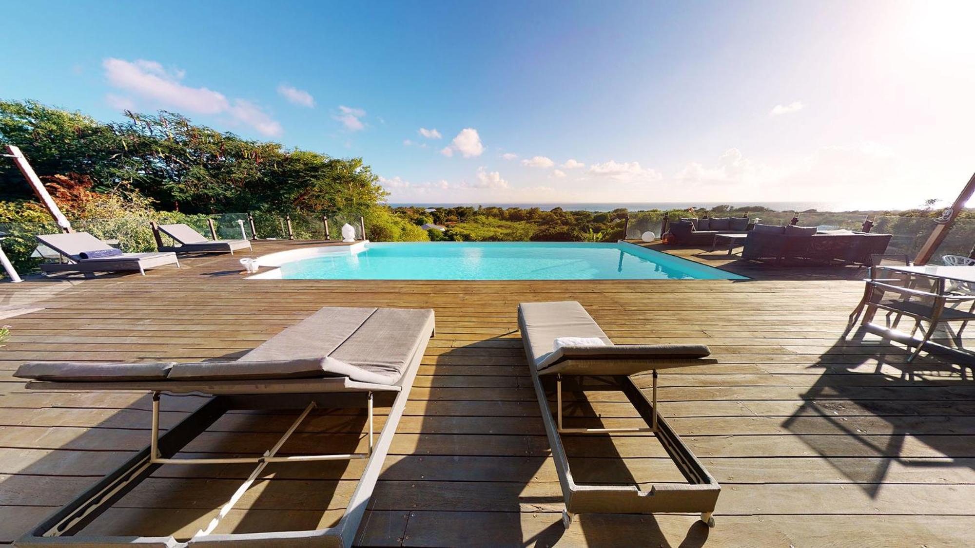 Villa Deluxe L'Hacienda Villa Vue Mer 180 Piscine Jacuzzi Proche Plage Marina Golf Pointe Des Chateaux Et Casino Jardin Clos Voyage Durable Saint-Francois  Rum bild