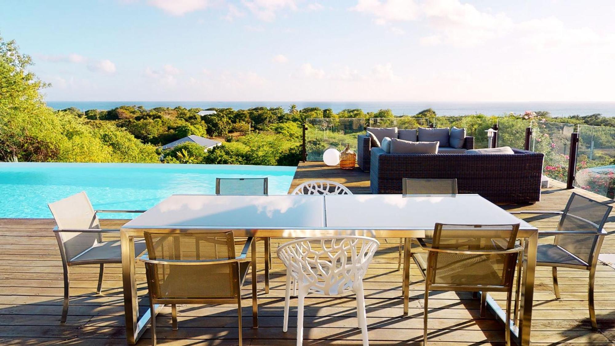 Villa Deluxe L'Hacienda Villa Vue Mer 180 Piscine Jacuzzi Proche Plage Marina Golf Pointe Des Chateaux Et Casino Jardin Clos Voyage Durable Saint-Francois  Rum bild